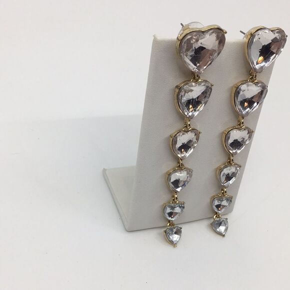 Sugarfix by Bauble Bar Heart Long Dangle Bling Earrings - Picture 3 of 14